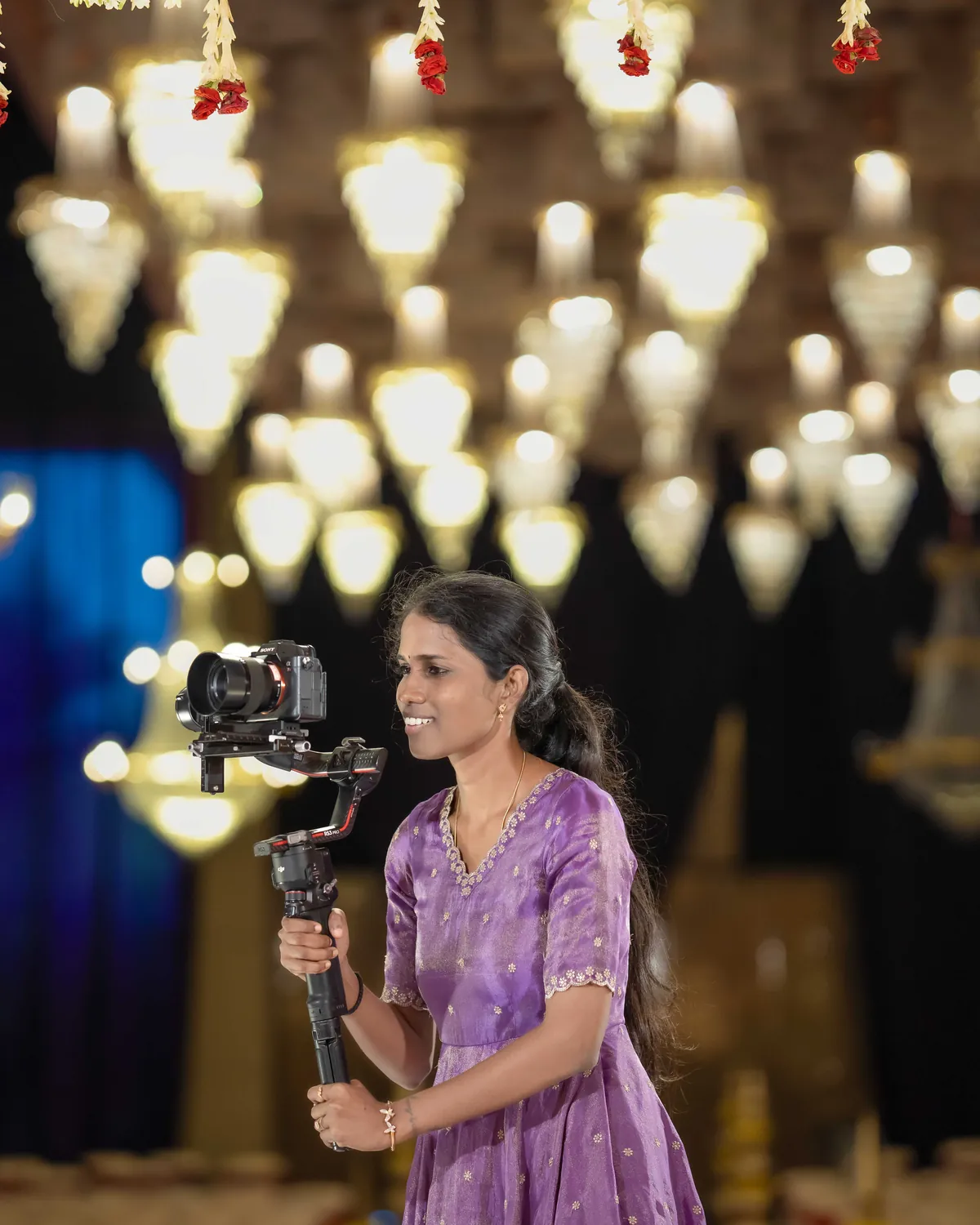 Lavanya Korandla filming a wedding with a camera gimbal, TBLK Hyderabad