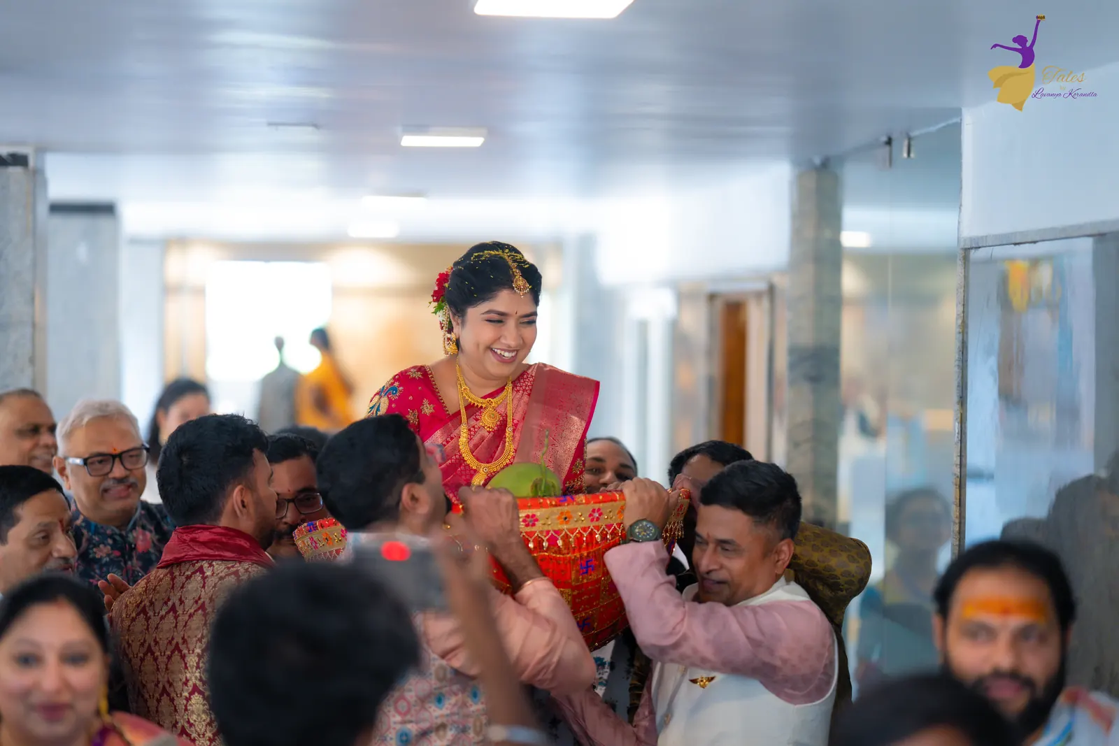 Priyanka’s entry, carried in the bamboo basket by her uncles through a cheering crowd