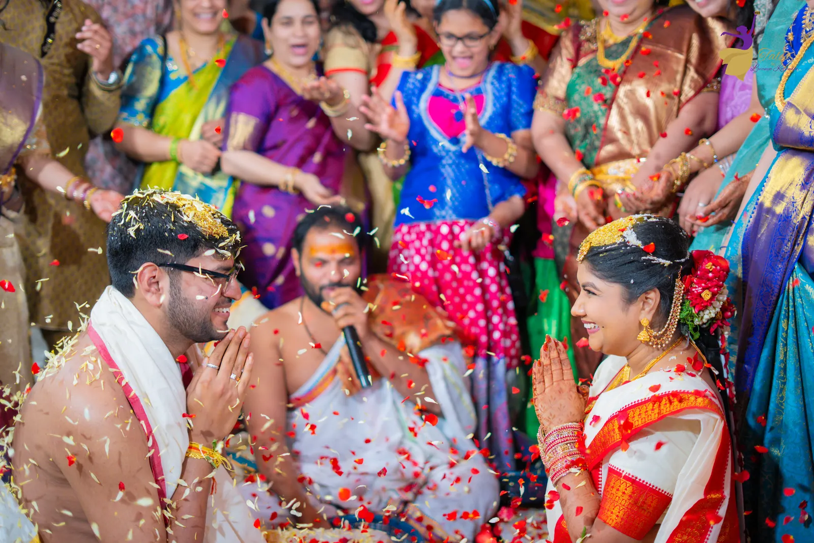 Talambralu: rice and flower petals flying as Aditya and Priyanka shower each other
