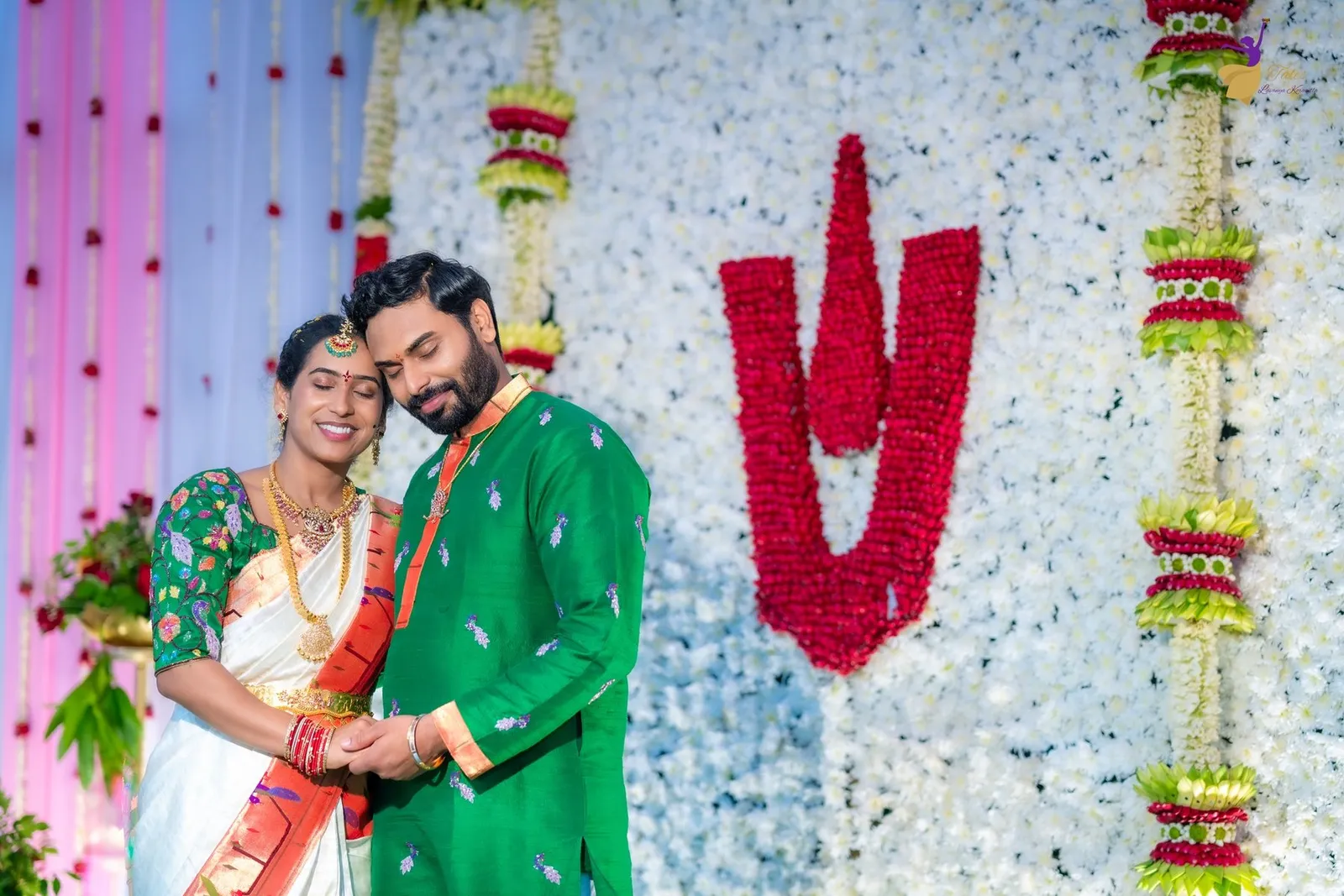Couple portrait at Pellikoduku, Telugu wedding rituals, Amalapuram