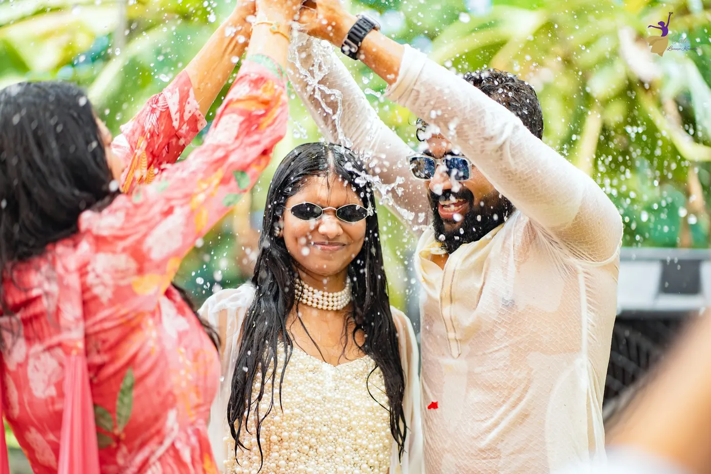 Couple portrait with floral decor, Hyderabad