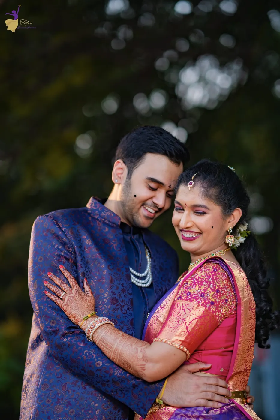 Outdoor candid with yellow flower garlands, wedding day