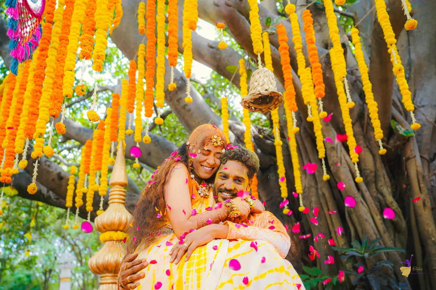 Couple in traditional attire at a Hyderabad function