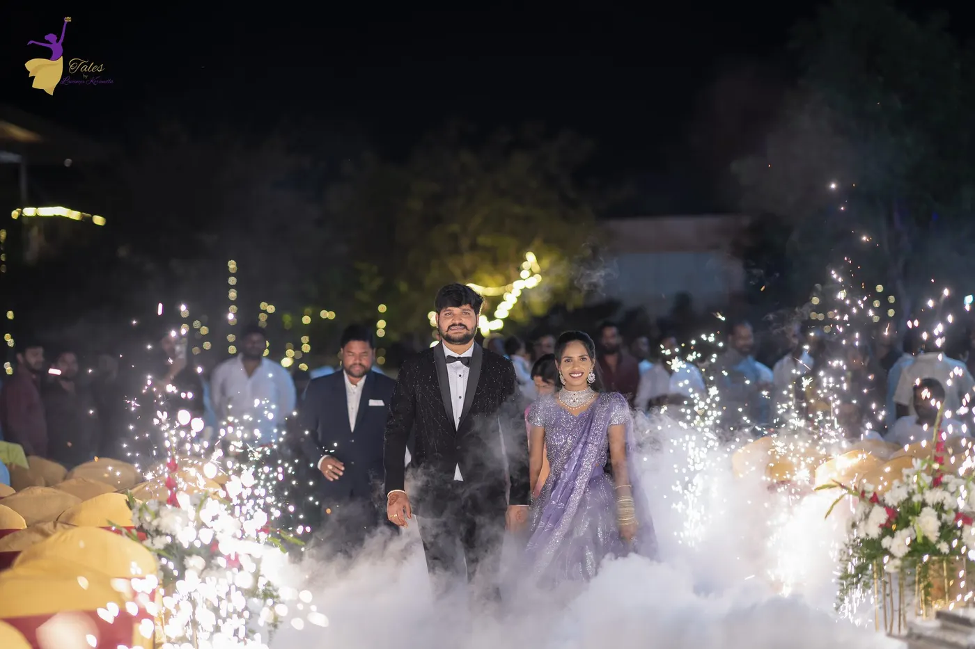 Romantic night portrait of a wedding couple, Hyderabad