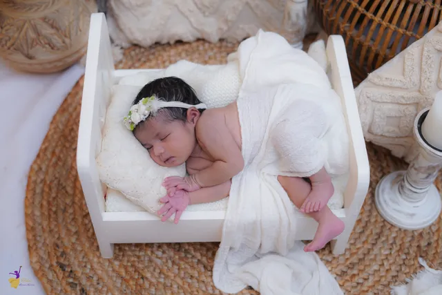 Adorable baby portrait on a styled set, Hyderabad baby shoot