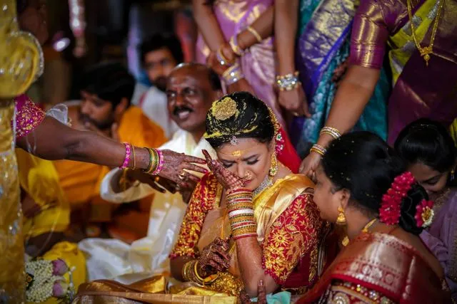 Bridal candid at wedding, Hyderabad