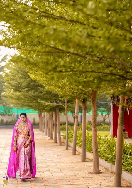 Bridal portrait in silk saree, Hyderabad wedding